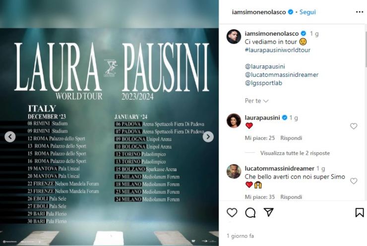 Laura Pausini tour ballerino Amici