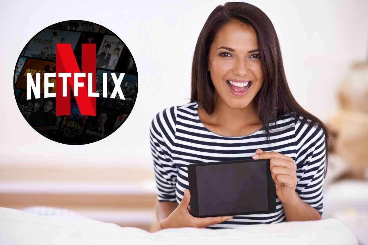 ragazza con tablet in mano e logo netflix